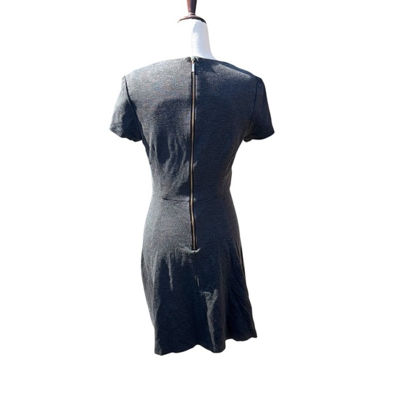 ELIZA J. Charcoal Gray Fit & Flare Mini Dress Jeweled Embellished Neckline Sz 6 - Picture 7 of 11
